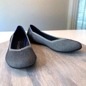 Rothy's Grey Birdseye Retired Classic Ballet Round Toe Shoe Flat Knit Womens 8.5